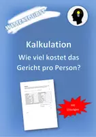 Vorschau - Arbeitsblätter - Kalkulation: Nudelauflauf mit Lösungen - Deckblatt