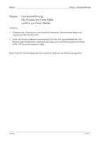 Vorschau - Klassenarbeiten - Klausur und Erwartungshorizont Literaturverfilmung Prozess - Deckblatt