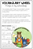 Vista previa - Manualidades / Dibujos para colorear - SCHOOL THINGS - Vocabulary Wheel - página 1