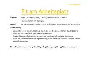 Vorschau - Stationenlernen - Achtsamkeit (Fitness) - Gesunder Rücken - Fit am Arbeitsplatz - Seite 1