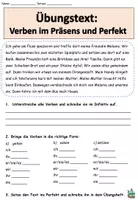 Vista previa - Hojas de trabajo - Texto de ejercicio "Verben im Präsens und Perfekt" alemán doblemente diferenciado - página 1