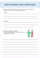 Aperçu - Feuilles d'exercices - Biologie: Der Mensch - Eigenschaften und Aufbau der Knochen - Page 1
