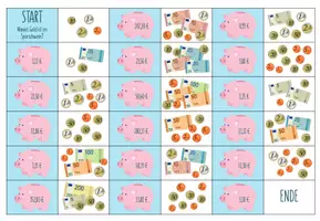 Vorschau - Spiele - Geld: Euro & Cent - Wieviel Geld ist im Sparschwein? - Domino Spiel - Seite 2