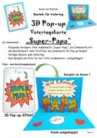 Vorschau - Arbeitsblätter - Basteln für Vatertag: 3D Pop-up Vatertagskarte "Super-Papa" - Deckblatt