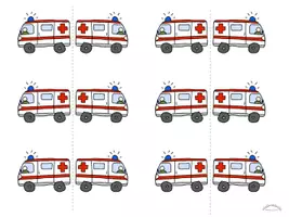 Aperçu - Matériel pour travaux manuels / dessin - CAKE-TOPPER „AMBULANCE, CAMION DE POMBIER & FEU“ (pour la fête & l‘anniversaire) - Page 1
