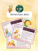 Vorschau - Aufgabenkarten - Wörterchaos Biene, Wörter sortieren, Sätze bilden - Deckblatt