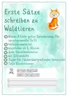 Vorschau - Arbeitsblätter - Erste Sätze schreiben zu Waldtieren Materialpaket - Seite 1