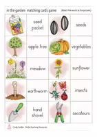 Vista previa - Hojas de trabajo - in the garden English MATCHING CARDS game / Inglés juego - página 1