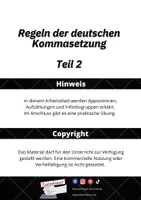 Aperçu - Feuilles d'exercices - Règles de placement des virgules en allemand Partie 2 - Page 1