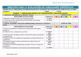Vista previa - Refuerzo / NEE / Materiales de apoyo - REGISTRO PARA LA EVALUACIÓN DE HABILIDADES SOCIOEMOCIONALES EN EL ALUMNADO TEA - página 1