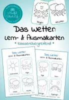 Vorschau - Mal- und Bastelvorlagen - Das Wetter: Bildkarten zum Lernen und Ausmalen - Deckblatt