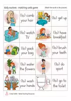 Aperçu - Jeux - daily routines English matching cards ESL game - Page 2
