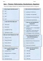 Vorschau - Arbeitsblätter - Multiple-Choice-Quiz - Reformation, Revolutionen, Napoleon - Seite 1