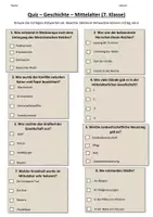 Vorschau - Arbeitsblätter - Multiple - Choice - Quiz - Mittelalter - Seite 1