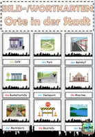 Aperçu - Matériel pour travaux manuels / dessin - Cartes d'images Cartes de mots "Orte in der Stadt" Allemand - Page de couverture