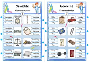 Vorschau - Stationenlernen - Gewichte Klammerkarten Mathematik | Gramm Kilogramm Tonne | Klasse 3-4 - Seite 2
