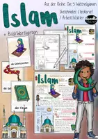 Vorschau - Arbeitsblätter - Islam / Weltreligion - Steckbrief, Merkzettel & Bild/Wortkarten - Religion Religionsunterricht Muslim - Deckblatt