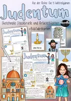 Vorschau - Arbeitsblätter - Judentum / Weltreligion - Steckbriefe, Merkzettel und Bildwortkarten - Religion - Deckblatt