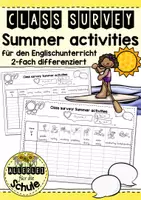 Vorschau - Arbeitsblätter - Summer Activities - Class Survey Englisch Grundschule (Klasse 3–4) – Interview & Speaking Activity für Wortschatztraining Sommer | Arbeitsblätter - Deckblatt