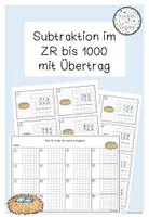 Vorschau - Arbeitsblätter - Subtraktion mit Übertrag ZR 1000 Rechenkärtchen - Seite 1