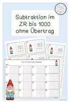 Vorschau - Arbeitsblätter - Subtraktion ohne Übertrag ZR 1000 Rechenkärtchen - Seite 1