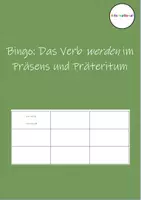 Vorschau - Arbeitsblätter - Bingo Verb werden im Präsens und Präteritum - Deckblatt