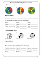 Vorschau - Arbeitsblätter - Wahrscheinlichkeit von Ergebnissen berechnen (Stochastik) - Deckblatt