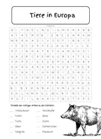 Aperçu - Feuilles d'exercices - Énigme des animaux en Europe - Apprendre l'allemand - Page 1