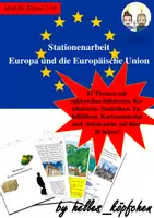 Vorschau - Stationenlernen - Europa und Europäische Union EU Klasse 7-10 STATIONENARBEIT - Deckblatt