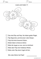 Vorschau - Arbeitsblätter - Lese-Mal-Blätter Monster (3) – sinnerfassendes Lesen | Klasse 1 & 2 - Seite 1