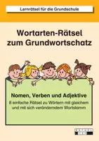 Vorschau - Arbeitsblätter - Wortarten-Rätsel zum Grundwortschatz: Nomen, Verben, Adjektive - Deckblatt
