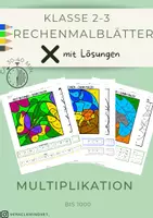 Vorschau - Arbeitsblätter - Rechenmalblätter zur Multiplikation - Deckblatt