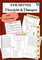 Vorschau - Arbeitsblätter - Stilmittel: Überblick und Übungen Teil 1 (7. & 8. Klasse) - als PDF & Word - Deckblatt