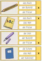 Vorschau - Stationenlernen - SCHULSACHEN Klammerkarten lesen/ DaZ - Seite 1