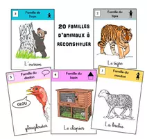 Aperçu - Jeux - Cartes familles animaux - Page de couverture