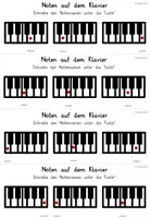 Vorschau - Arbeitsblätter - Noten auf dem Klavier - Lerntheke "Notennamen" (veränderbar) - Seite 1