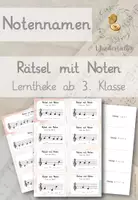 Vorschau - Arbeitsblätter - Rätsel mit Noten - Lerntheke "Notennamen" - Deckblatt