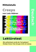 Vorschau - Arbeitsblätter - Lutz Hübner - Creeps - Lektüretest - Drama Lesetest Gruppe A B mit Lösung - Deckblatt