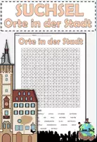 Aperçu - Feuilles d'exercices - Jeu de recherche "Orte in der Stadt" Allemand - Page 1
