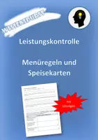 Vorschau - Test - Leistungskontrolle - Menüregeln und Speisekarten (mit Lösungen) - Deckblatt