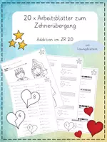 Vorschau - Arbeitsblätter - 20 x Arbeitsblätter zum Zehnerübergang (Addition, ZÜ, ZR 20, verliebte Zahlen) - Deckblatt