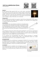 Vorschau - Arbeitsblätter - Licht aus elektrischem Strom - Infotext und Übungen - Deckblatt