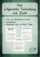 Vorschau - Fördermaterial/Inklusion - Test: Zucht und artgerechte Tierhaltung, differenziert, veränderbar - Deckblatt