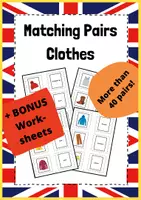 Vorschau - Arbeitsblätter - Matching Pairs - Clothes - Spielerisch Englisch lernen (auch als Wortkarten/Vokabelkarten nutzbar) - Deckblatt