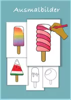 Vorschau - Arbeitsblätter - Ausmalbilder / Malvorlagen / Kunst im Sommer - Eis am Stiel - Deckblatt