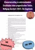 Vorschau - Klassenarbeiten - Klausur zu: Wolfgang Borchert - Die Kegelbahn - Deckblatt