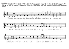 Vista previa - Hojas de trabajo - Las notas de la escala ♩♫ // Canción 🎤 - página 1