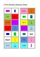 Vorschau - Arbeitsblätter - Mathematik Domino Bruch Dezimal Prozent Spiel - Seite 1