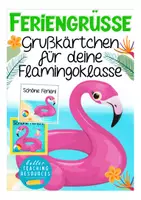 Vorschau - Mal- und Bastelvorlagen - Feriengrüße Flamingoklasse - Deckblatt