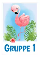 Vorschau - Stationenlernen - Gruppenschilder Flamingoklasse Klassenmaskottchen Flamingo Grundschule - Seite 1